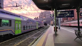 Stazione di GENOVA PIAZZA PRINCIPE: treni al tramonto nel nodo genovese!