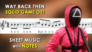 Way Back Then | Sheet Music with Easy Notes for Recorder, Violin + Backing Track | Squid Game