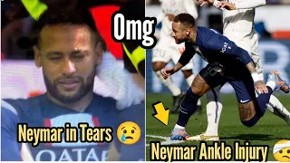 Neymar in Tears Crying after Ankle injury vs Lille as Neymar Stretchered Off after Ankle Twisted 😱