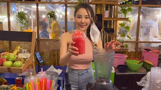 Supermodel Smoothie girl JODD FAIRS Night market | Thai Bangkok street food