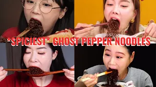 *SPICIEST* Ghost Chilli Pepper 🔥 Noodles Challenge | Korean ASMR Mukbang Eating Compilation