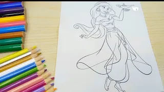 Coloring princess Jasmine | Aladdin | Princess Disney |Coloring Pages