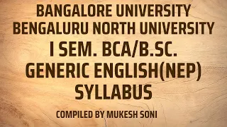 Syllabus - 1st  Sem.BCA/B.Sc.-Generic English -BU/BNU