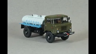 ГАЗ-66 АВЦ-1,7 цистерна молоко 1:43 (MODEL PRO) обзор масштабная модель автолегенды ссср / gaz Model