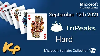 Microsoft Solitaire Collection - Daily Challenge - TriPeaks Hard - September 12th 2021 - 2021-09-12