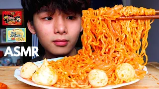 ASMR REAL CHEESE RAMEN + SPICY FIRE NOODLE + JELLYFISH + FISH BALLS (Eating Sound) | MAR ASMR