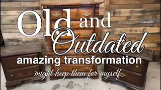 UPDATING  OLD OUTDATED FURNITURE SET MAKEOVER | DECOUPAGE