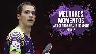 Melhores momentos | Hugo Calderano no WTT Grand Smash Singapura 2023