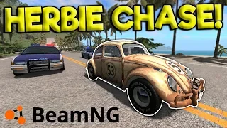 INSANE HERBIE POLICE CHASE & CRASHES! - BeamNG Gameplay & Crashes - Cop Escape