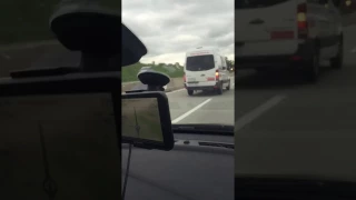 German Autobahn No Speed Limit 145kph Being Overtaken By Delivery Van 2016