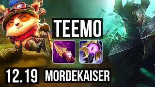 TEEMO vs MORDE (TOP) | 10/1/5, 1.8M mastery, 1200+ games, Legendary | KR Master | 12.19