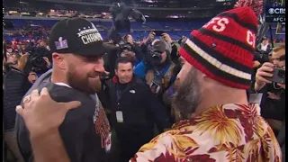 Emotional Jason Kelce Hugs Travis Kelce, Tells Him To ‘Finish This MFer” After AFC Championship Game