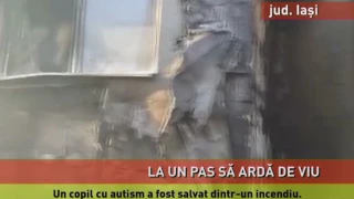 Incendiu în Slatina. Un copil cu autism a fost la un pas să ardă de viu