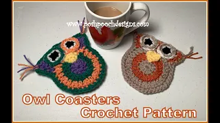 Owl Coasters Crochet Pattern #crochet #crochetvideos