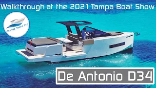 De Antonio D34 Cruiser Walkthrough at the 2021 Tampa Boat Show | Perfect Summer Day Cruisers