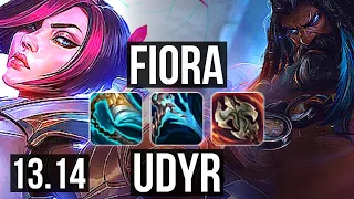 FIORA vs UDYR (TOP) | 10/1/1, 1.3M mastery, Legendary, 600+ games | KR Master | 13.14