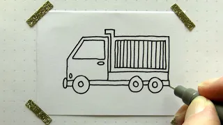 How To Draw A Dump Truck | Quick and Easy Bullet Journal Doodle Ideas | bujoTIGER