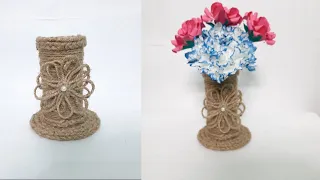 How to Make Jute Flower Vase | Home decorating ideas handmade | DIY Jute  Craft