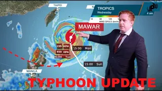 Typhoon Betty : Mawar pushes towards Okinawa with a tail of rain pulling across the Philippines