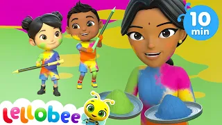 Festival of Colors! Learn about Indian celebration with Rishi! 🌻Lellobee Nursery Rhymes for kids