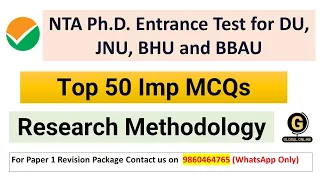 NTA PhD Entrance Test 2023 | Top 50 Imp MCQs On Research Methodology | NTA PhD Entrance Exam 2023