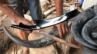 super creative making knife sheaths and knife handles from buffalo horns