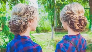 ПРИЧЕСКА. Пучок из кос. Hairstyles for medium hair with braids. LOZNITSA