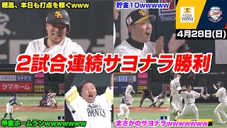 今日の穂高、とんでもない結末で2試合連続サヨナラ勝利で貯金10にWWWWWW【2024/4/28】