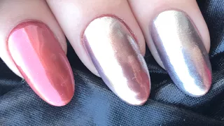 Rose Gold Chrome Nails with Shellac and Lecenté