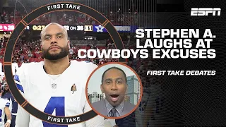 Stephen A. LAUGHS at Cowboys' excuses after loss to Cardinals 🍿 | First Take