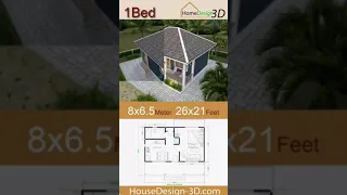 Небольшие планы домов 8x6, 5 с одной спальней и шатровой крышей