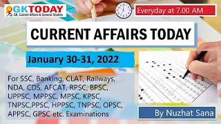 30-31 January 2022 | Current Affairs in English by GK Today | Current Affairs Today in English-2022