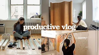 Productive Vlog EP. 05 | settling into my new nyc apartment, cleaning, assembling furniture