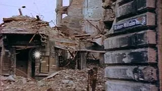Bombed city of Cologne in Germany during World War II; view of Cologne Cathedral ...HD Stock Footage