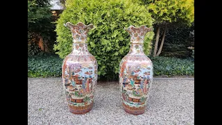 Две большие напольные китайские вазы Середина ХХ века / Pair Chinese antique porcelain vases. China