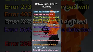 Roblox Error Codes meaning #robloxshorts #shorts