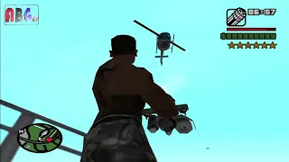 GTA - CJ with machine gun vs police six stars