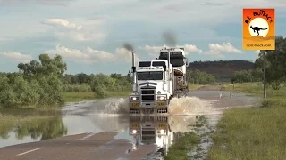 Extreme Trucker #2 - HUGE Road trains trucks crossing flooded river in the Australian outback