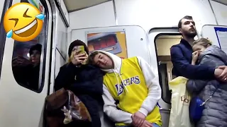 Sleeping on Strangers in the Subway Prank 2