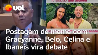 Deputado posta meme com Gracyanne e Belo para pedir ‘separação’ de Ibaneis e Celina e vira debate