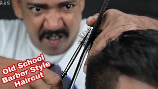 Old School Barber Style Asim Barber Scissor Haircut ASMR | Only Scissor Haircut ASMR with Neck Crack