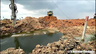 Experience Operating Of Machinery DOZER SHANTUI DH17 C2 Pushing Soil Project Improve Drainage