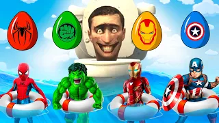 🚽 Skibidi Toilet VS SuperHeroes🦸‍♂️ VS Shark🦈| Spider-Man Hulk Ironman Captain America| TEBAK GAMBAR