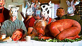 Familia De Caníbales Enmascarados Comen Humanos De Plato Principal En Su Menú - Resumen de Película