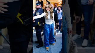 SPOTTED: #JLO taking #NewYorkCity as a sign to enter her #Gucci jeans era. 💗 (📸: Getty) #shorts