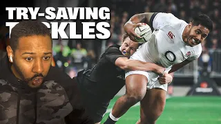 10 IMPOSSIBLE ALL BLACKS TRY-SAVING TACKLES | REACTION!!!
