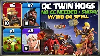 Best TH13 Queen Charge SUPER HOG RIDER | OG Spell! Th13 Twin Hog Attack | Best TH13 Attack Strategy