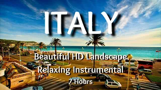 ITALY | 7 Hours | 4K | Relaxing music to focus | Bird View | Drone Footage | Flying Above | Piano