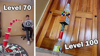 TRICK SHOTS From Level 1 to 100 | Crazy Impossible