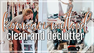 KONMARI METHOD CLEAN AND DECLUTTER WITH ME | COMPLETE CLOSET TRANSFORMATION | Konmari Declutter